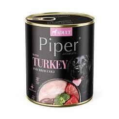 PIPER konzerva pro psy s krůtím masem a brokolicí 800 g
