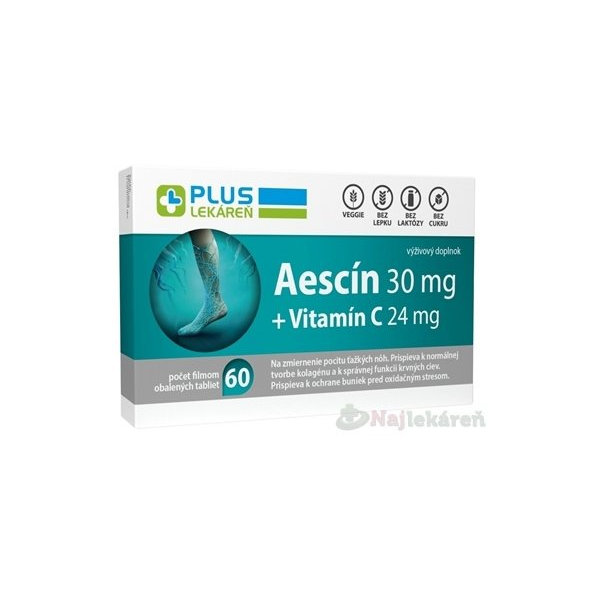 Plus Lekáreň Aescin 30 mg + vitamín C 24 mg 60 tablet