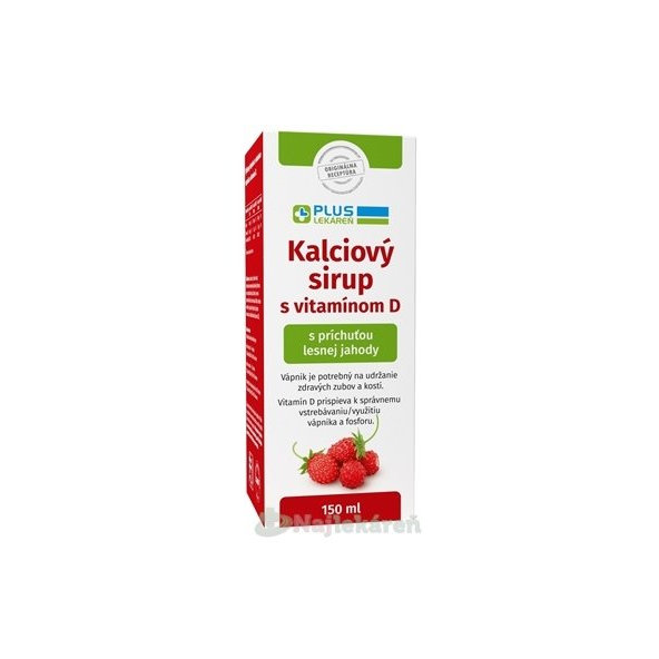 Plus Lekáreň kalciový sirup vitamín D lesní jahoda 150 ml