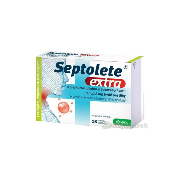 Septolete Extra příchuť citron a bezový květ 16 pastilek