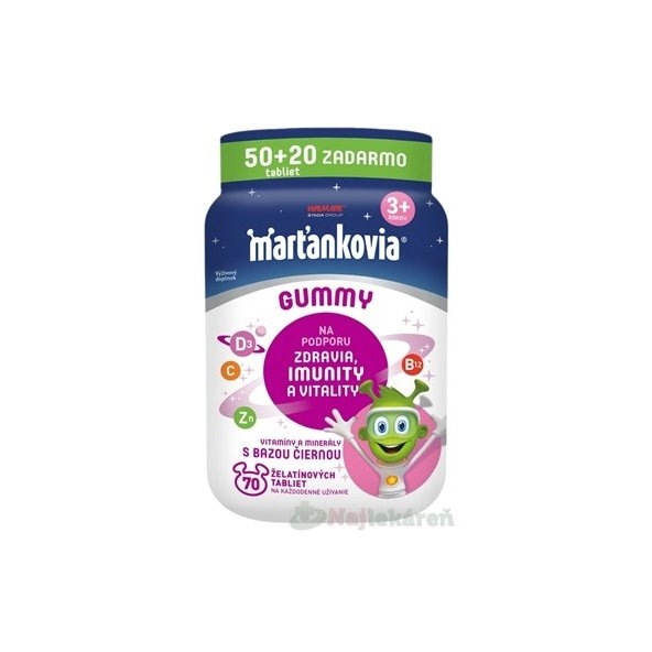 Marťánci GUMMIES + Bez černý 50+20 želatinových tablet