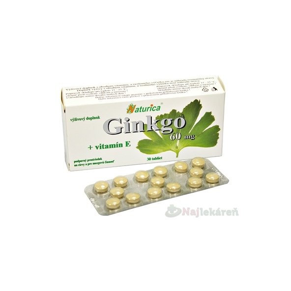 Naturica Ginkgo 60 mg + vitamín E 30 tablet