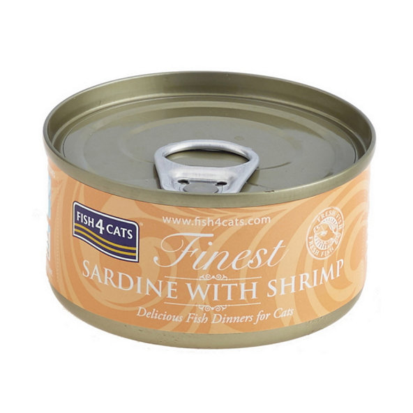 FISH4CATS Finest konzerva pro kočky sardinka s krevetami 70 g
