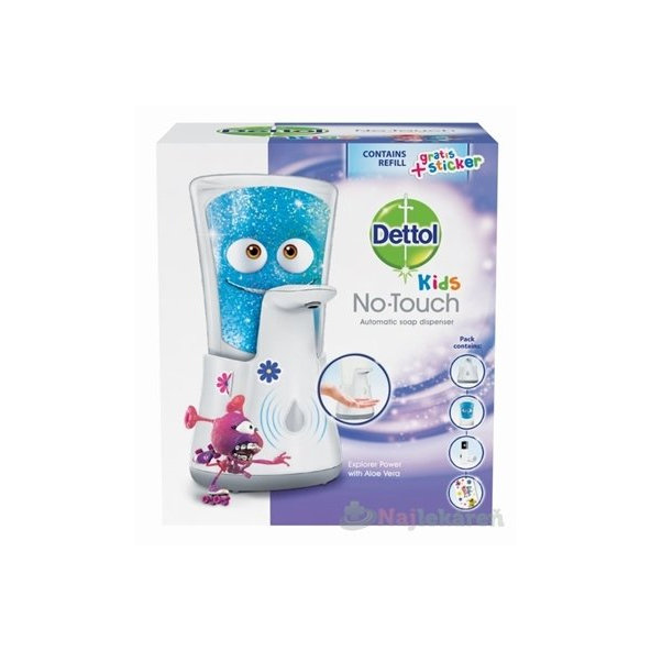 Dettol Kids Dobrodruh (Aloe vera) bezdotykový dávkovač mydla + náplň 250 ml + samolepky, 1x1 se