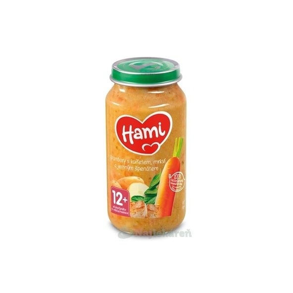 Hami příkrm Brambory s kuřetem, mrkví a jemným špenátem 12 m+ 250 g