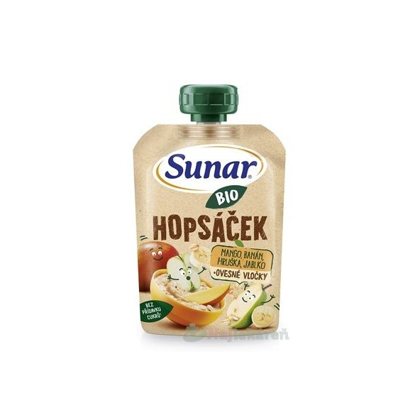Sunar BIO Hopsáček mango banán hruška jablko s ovsem kapsička 12m+ 100 g