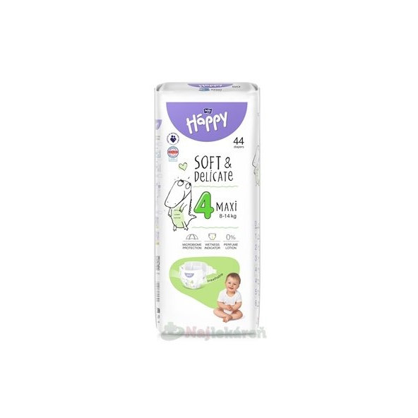 Bella Happy dětské plenky Soft & Delicate 4 Maxi 8–14 kg 44 ks