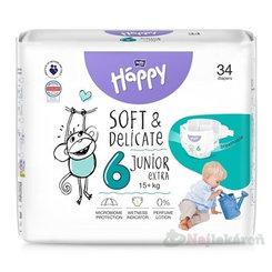 Bella Happy dětské plenky Soft & Delicate 6 Junior Extra 16+ kg 34 ks