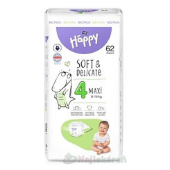 Bella Happy dětské plenky Soft & Delicate 4 Maxi 8–14 kg 62 ks