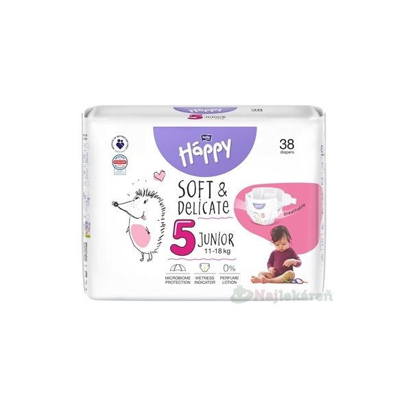 Bella Happy dětské plenky Soft & Delicate 5 Junior 11–18 kg 38 ks