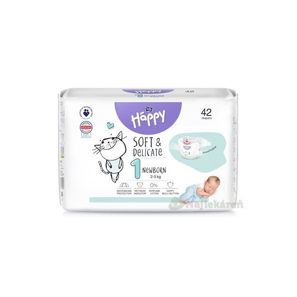 Bella Happy dětské plenky Soft & Delicate 1 Newborn 2–5 kg 42 ks