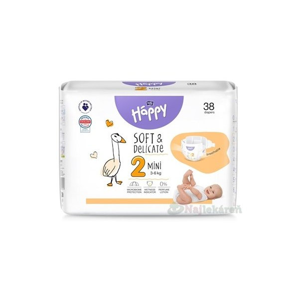Bella Happy dětské plenky Soft & Delicate 2 Mini 3–6 kg 38 ks