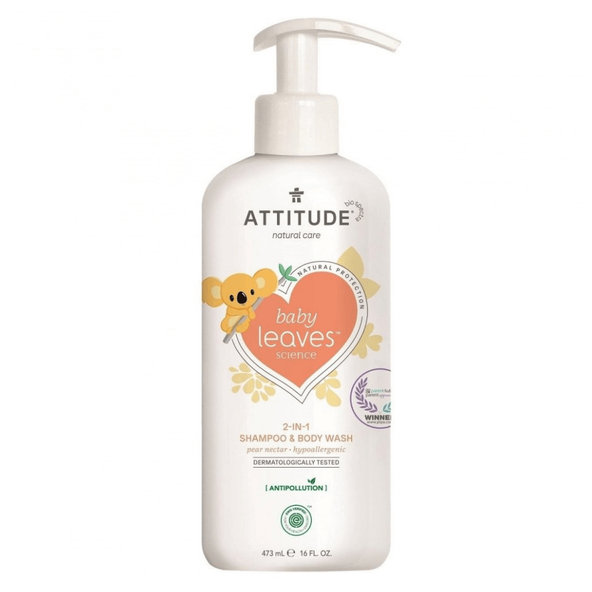 Attitude Baby Leaves dětské mýdlo a šampon 2v1 hrušková šťáva 473 ml