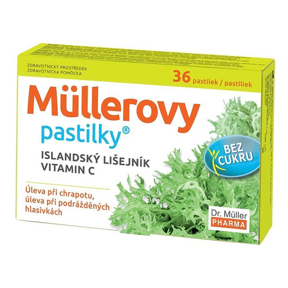 Müllerovy pastilky islandský lišejník + vitamín C bez cukru 36 ks