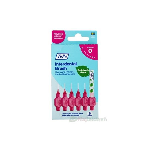 TePe medzizubní kartáčky 0,4 mm size 0 růžové 6 ks