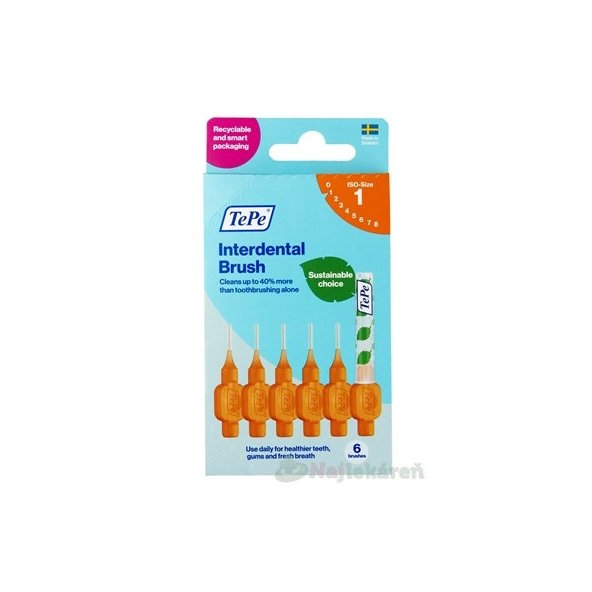 TePe medzizubní kartáčky 0,45 mm size 1 oranžové 6 ks