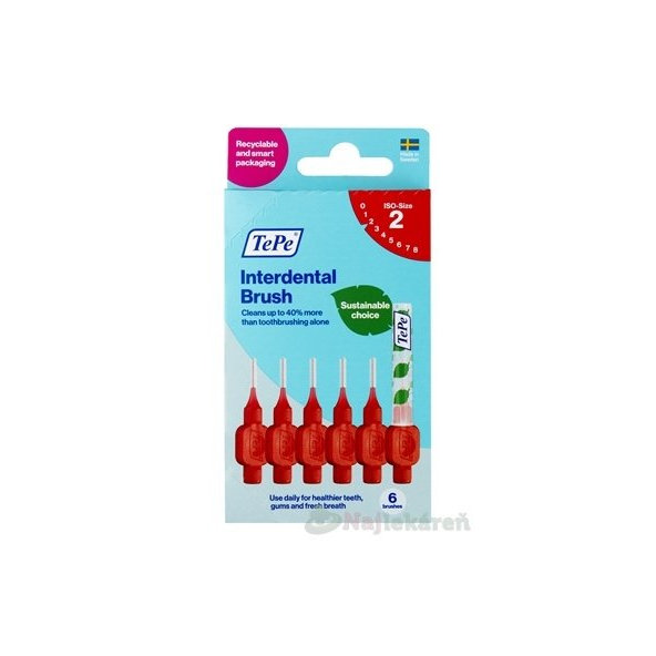TePe medzizubní kartáčky 0,5 mm size 2 červené 6 ks