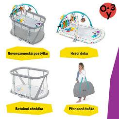 BABY EINSTEIN Postýlka s ohrádkou na hraní 3v1 Kick & Snooze™ 0m+