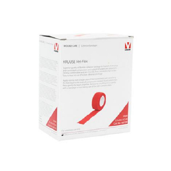 KRUUSE Vet-Flex bandáž pro zvířata červená 2,5 cm × 4,5 m 10 ks