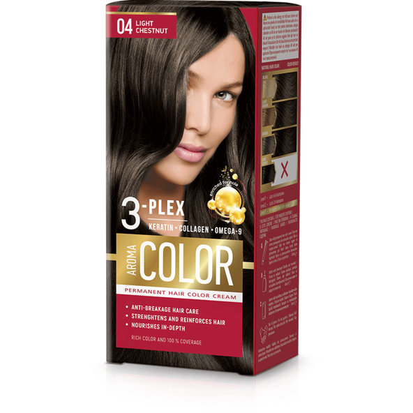 Aroma Color barva na vlasy světlý kaštan č. 04