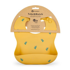 PETITE&MARS silikonový bryndák Sam TAKE&MATCH Ochre Cacti 6 m+