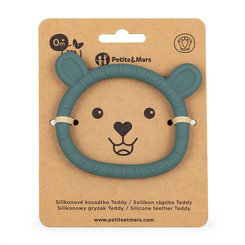 PETITE&MARS silikonové kousátko Teddy Misty Green 0 m+