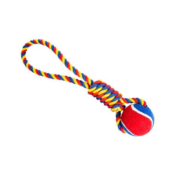 Hip Hop Dog vrhací přetahovadlo s tenisákem barevné 6 cm/36 cm 130 g