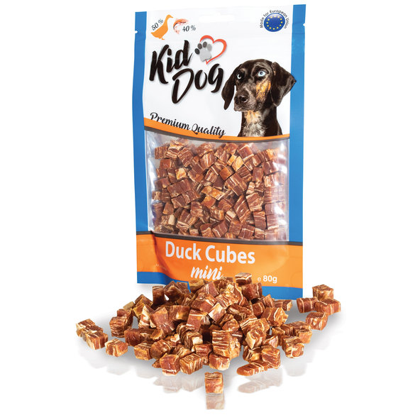 KID DOG mini kostky z kachního masa a tresky pro psy 80 g