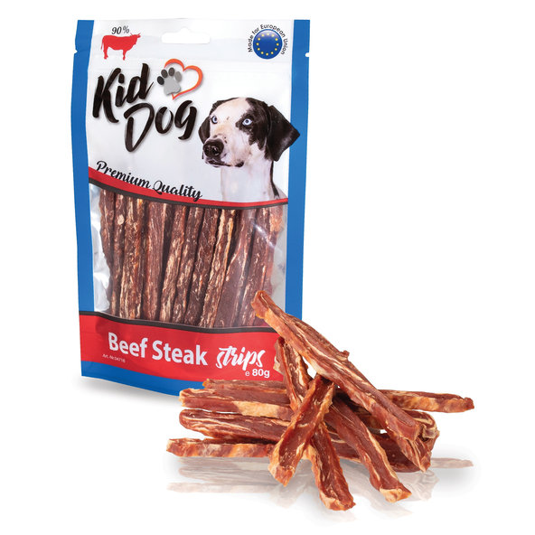 KID DOG hovězí steak v proužku pro psy 80 g