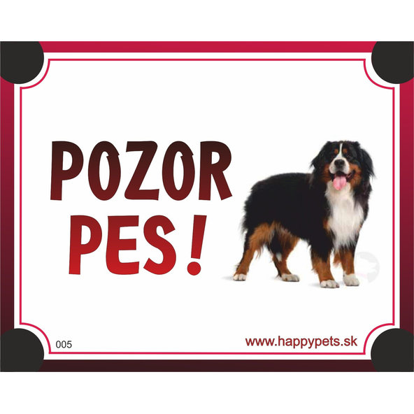 HP cedulka POZOR PES – bernský salašnický pes