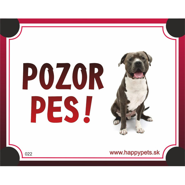 HP cedulka POZOR PES – americký pitbulteriér
