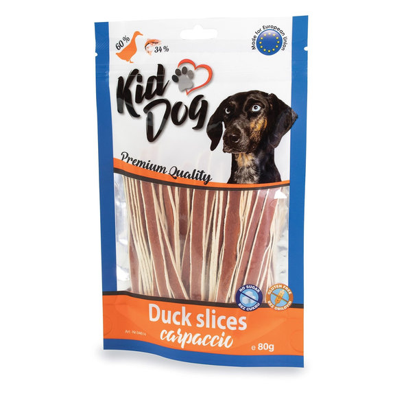 KID DOG kachní proužky carpaccio pro psy 80 g
