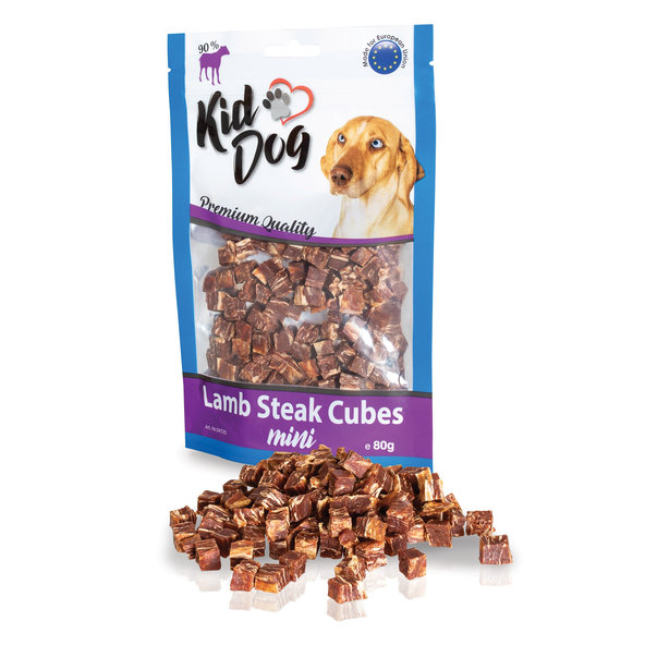 KID DOG jehněčí maso v kostkách pro psy 80 g