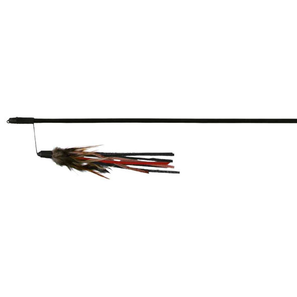 TRIXIE Playing Rod udica s koženými pásikmi a perím 50 cm
