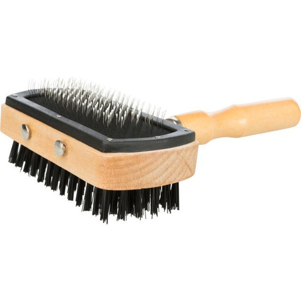 TRIXIE Soft Brush oboustranný dřevěný kartáč pro psy 10 × 18 cm