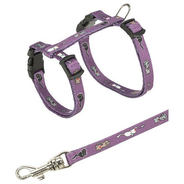TRIXIE Junior Kitten postroj s vodítkem kočičí motiv 21–33 cm