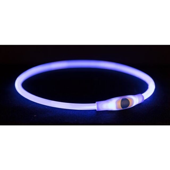 TRIXIE Flash Light Ring USB silikonový obojek S–M 40 cm modrý