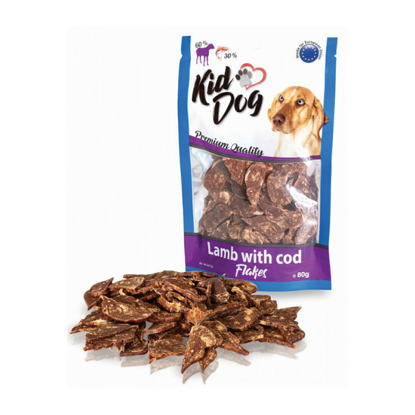 KID DOG jehněčí plátky s treskou pro psy 80 g