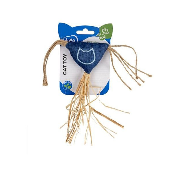 Duvo+ Eco Navy trojúhelník se šňůrkami a catnipem 3 × 18 cm