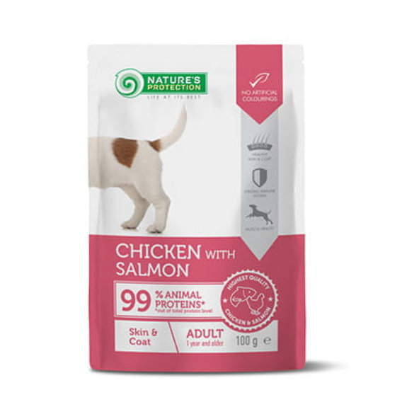 Natures Protection kapsičky pro psy Skin&Coat kuře a losos 22× 100 g