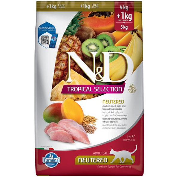 Farmina N&D Tropical Selection Adult Neutered kuře 4 + 1 kg