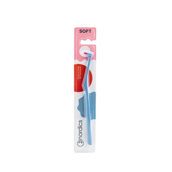 Nordics Oral Care jednozvazkový zubní kartáček Soft modrý 1 ks