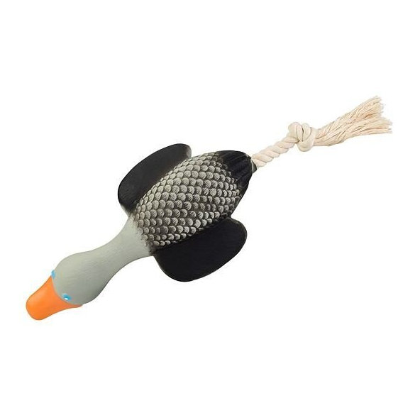 Hip Hop Dog divoká husa na bavlněném laně se zvukem latex 24/37 cm