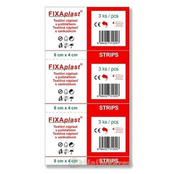 FIXAplast STRIPS textilní náplasti s polštářkem 8 × 4 cm 3 ks