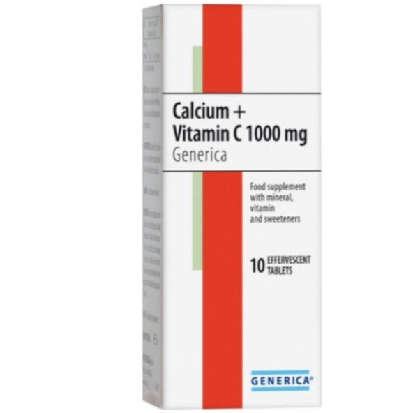 Generica Calcium + Vitamin C 1000 mg 10 šumivých tablet