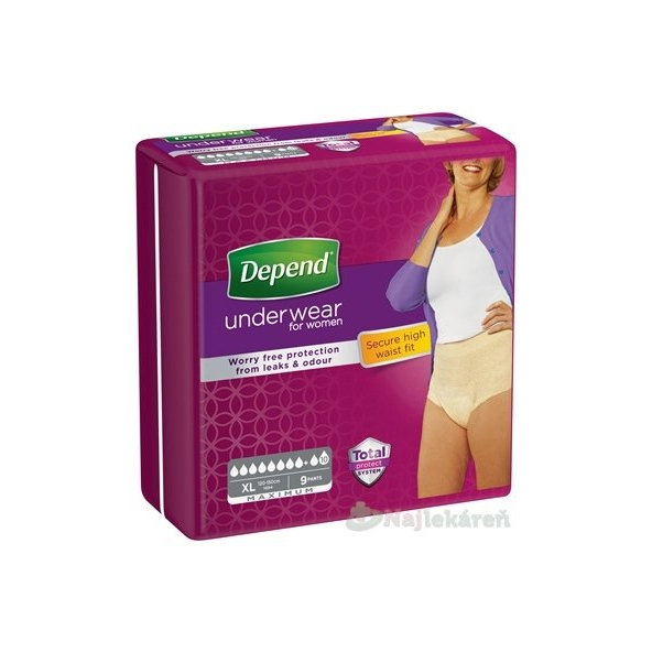 DEPEND Maximum Inkontinenční kalhotky XL dámské 9 ks
