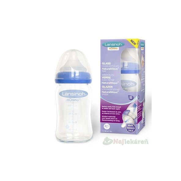 Lansinoh kojenecká láhev NaturalWave pomalý průtok 160 ml