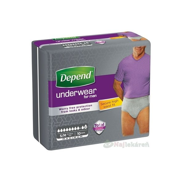 DEPEND Maximum Inkontinenční kalhotky S/M pánské 10 ks