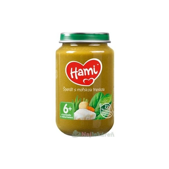 Hami příkrm Špenát s mořskou treskou 6 m+ 200 g