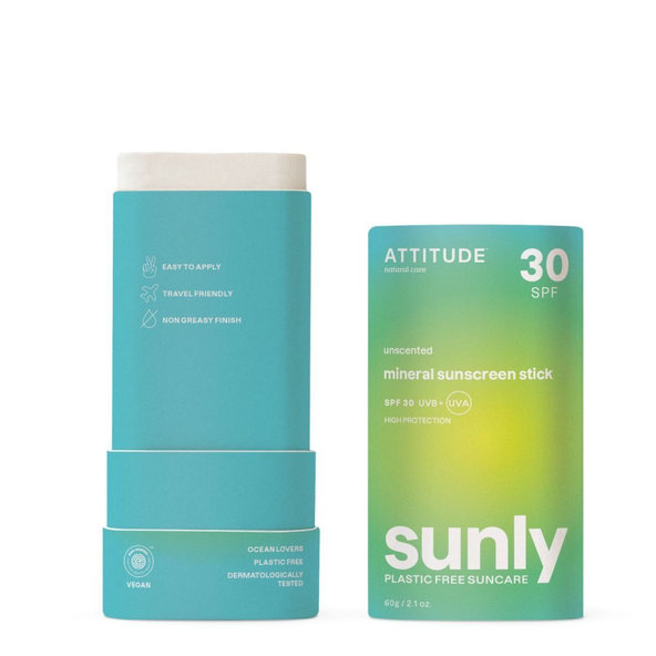 Attitude 100% minerální tyčinka na tělo SPF 30 bez parfemace 60 g